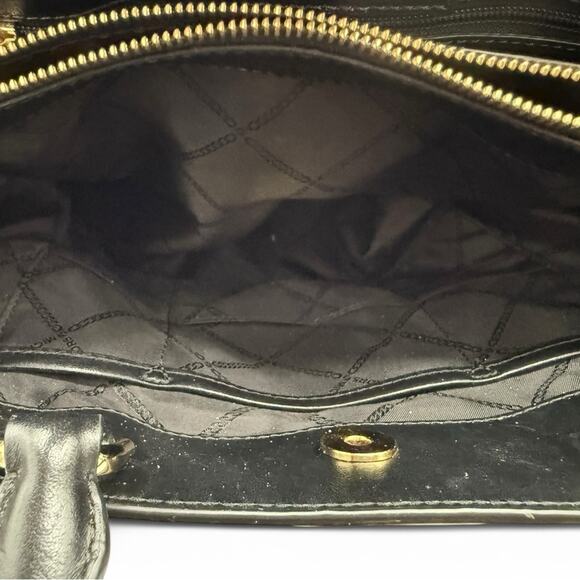 Michael Kors Brown Signature Monogram Gramercy Satchel Tote Bag with Lock Detail - Picture 6 of 14